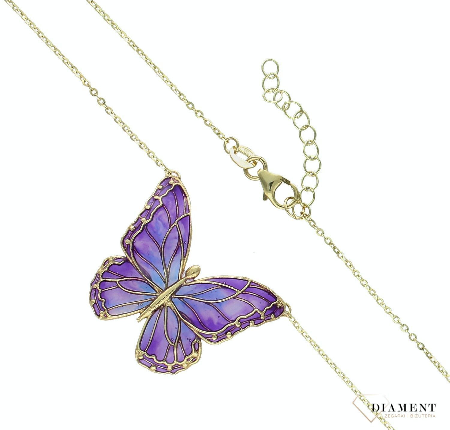 Złoty naszyjnik damski 585 emaliowany motyl NA 3477 (3).jpg